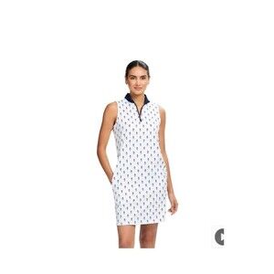 IZOD Brianna Women's L Dress Sleeveless A-Line Mini Pullover Quarter‎ Zip New